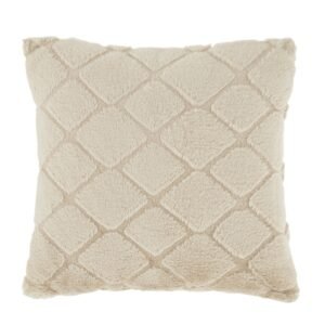 Catherine Lansfield Cosy Diamond Faux Fur Filled Cushion 43cm x 43cm Natural