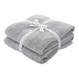 Catherine Lansfield Anti Bacterial Two Bath Sheet Towels Silver