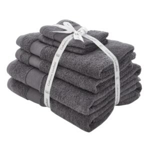 Catherine Lansfield Anti Bacterial Six Towel Bale Towels Charcoal