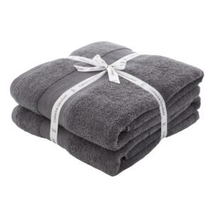 Catherine Lansfield Anti Bacterial Two Bath Sheet Towels Charcoal