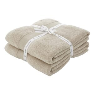 Catherine Lansfield Anti Bacterial Two Bath Sheet Towels Natural