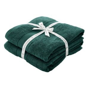Catherine Lansfield Anti Bacterial Two Bath Sheet Towels Forest Green