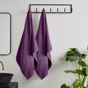 Catherine Lansfield Quick Dry Two Bath Sheet Towels Plum