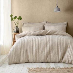 Pineapple Elephant Tamba Jersey Stripe Eco Duvet Cover Bedding Set Natural