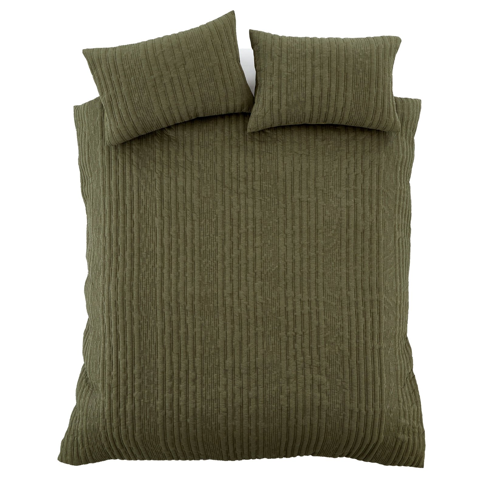 Pineapple Elephant Tamba Jersey Stripe Eco Duvet Cover Bedding Set Olive Green - Image 5