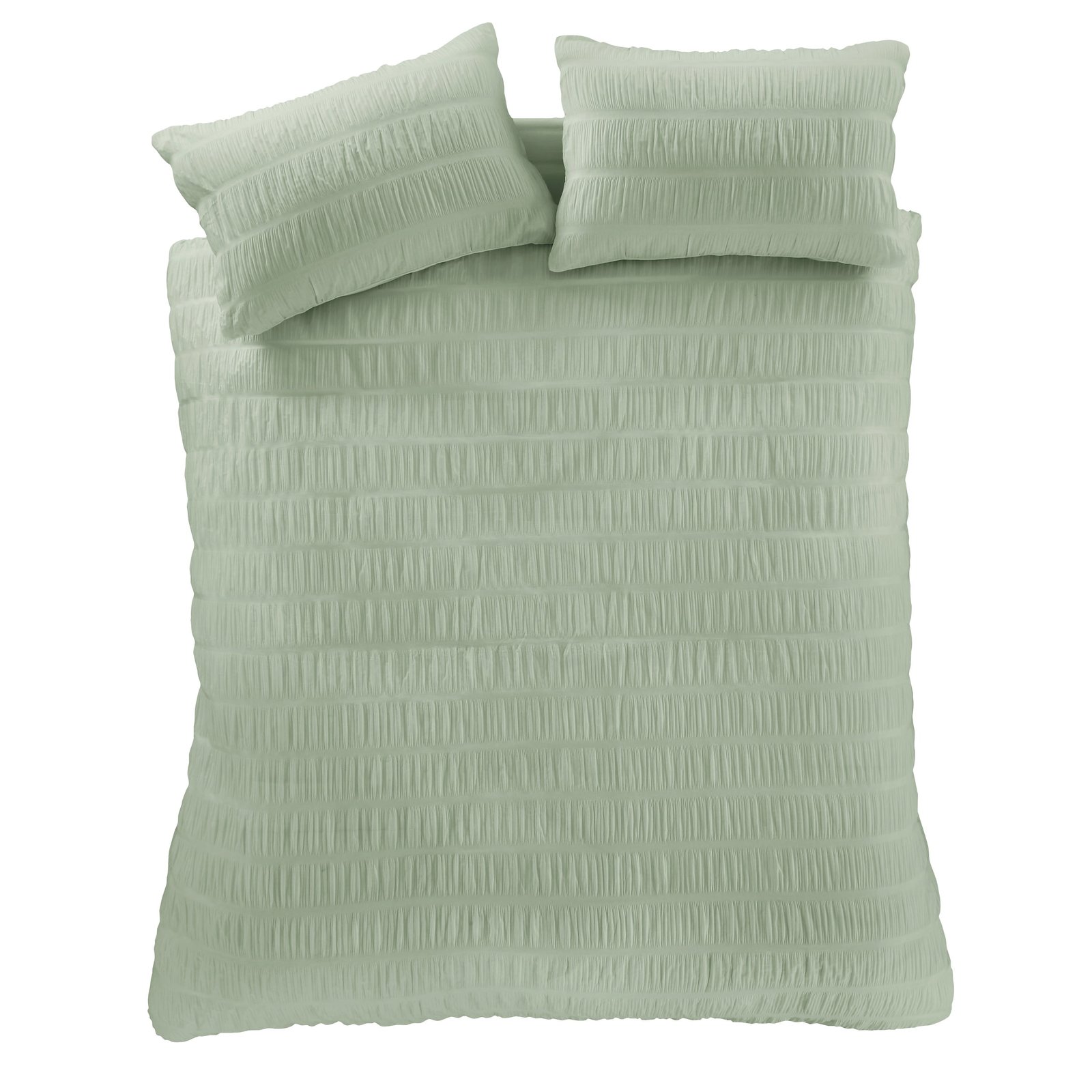 Catherine Lansfield Seersucker Duvet Cover Bedding Set Sage - Image 5