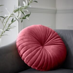 Catherine Lansfield Velvet Round Cushion Filled Cushion 40cm Raspberry