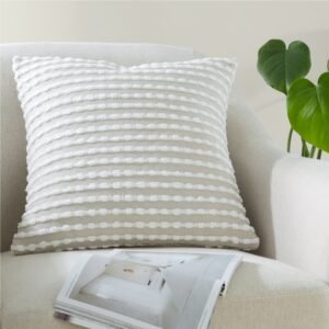 Catherine Lansfield Stab Stitch Filled Cushion 43cm x 43cm Neutral