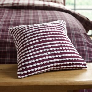 Catherine Lansfield Stab Stitch 43cm x 43cm Filled Cushion Plum