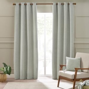 Catherine Lansfield Stab Stitch Ready Made Eyelet Curtains Sage