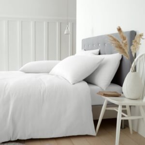 Catherine Lansfield Brushed Cotton Soft and Cosy Duvet Cover Bedding Set White