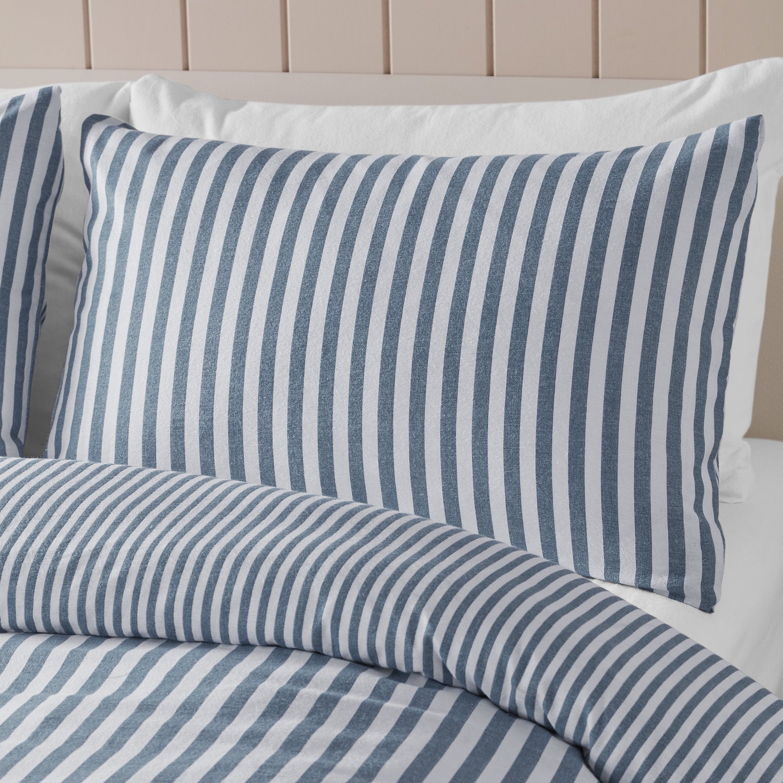 Catherine Lansfield Stripe Brushed Duvet Cover Bedding Set Blue - Image 3