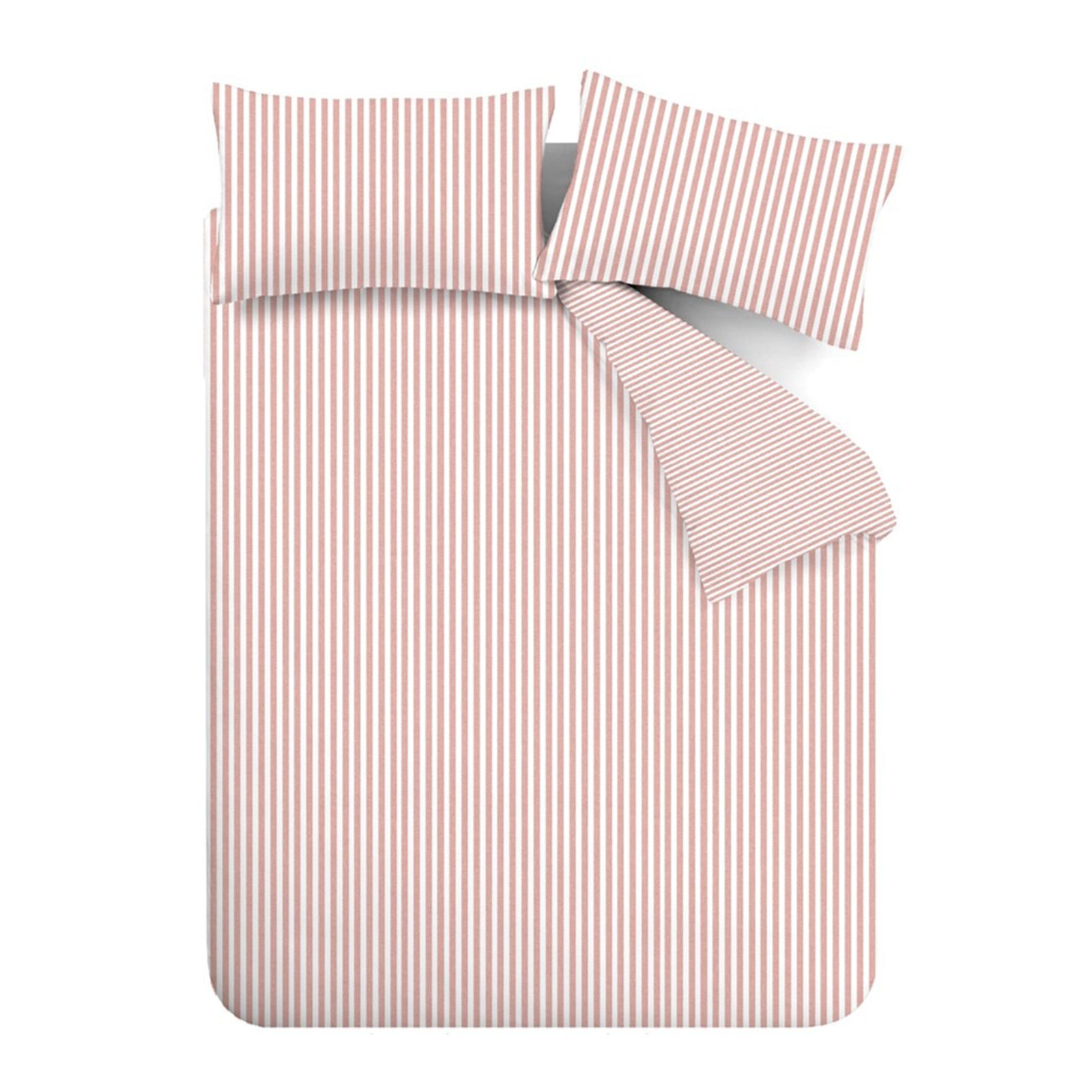 Catherine Lansfield Stripe Brushed Duvet Cover Bedding Set Blush - Image 4