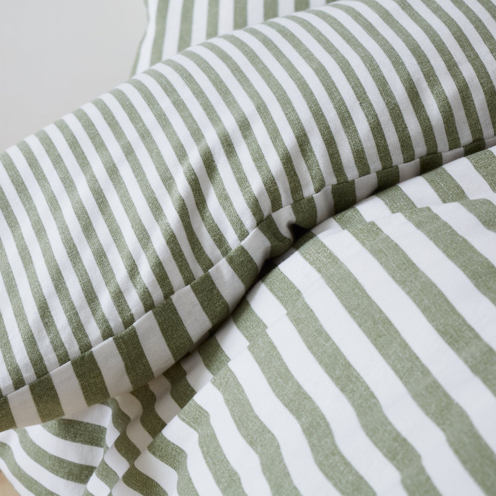 Catherine Lansfield Brushed Stripe Duvet Cover Bedding Set Green - Image 3