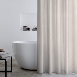 Catherine Lansfield Timeless Stripe Shower Curtain Natural