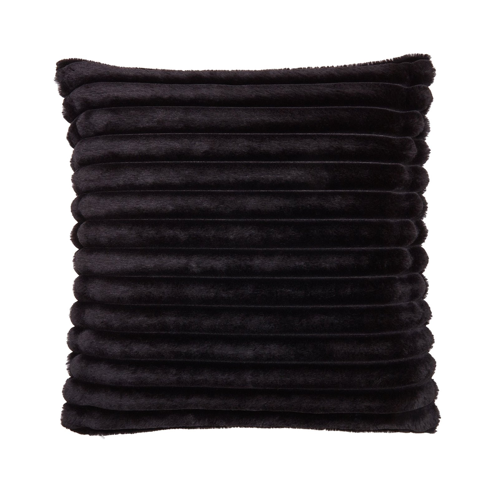 Catherine Lansfield Cosy Ribbed Soft Touch Velvet 45cm x 45cm Filled Cushion Black - Image 5