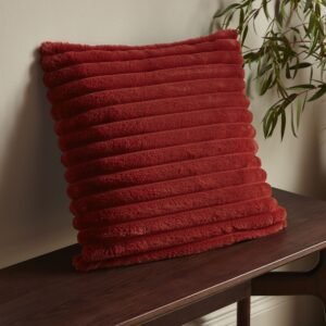 Catherine Lansfield Cosy Ribbed Soft Touch Velvet 45cm x 45cm Filled Cushion Burnt Orange