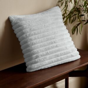 Catherine Lansfield Cosy Ribbed Soft Touch Velvet 45cm x 45cm Filled Cushion Grey