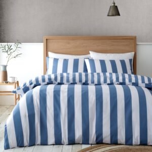 Catherine Lansfield Cove Stripe Duvet Cover Bedding Set Blue