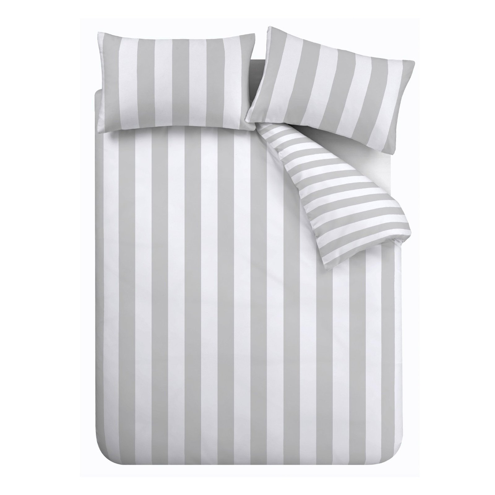 Catherine Lansfield Cove Stripe Duvet Cover Bedding Set Silver - Image 5