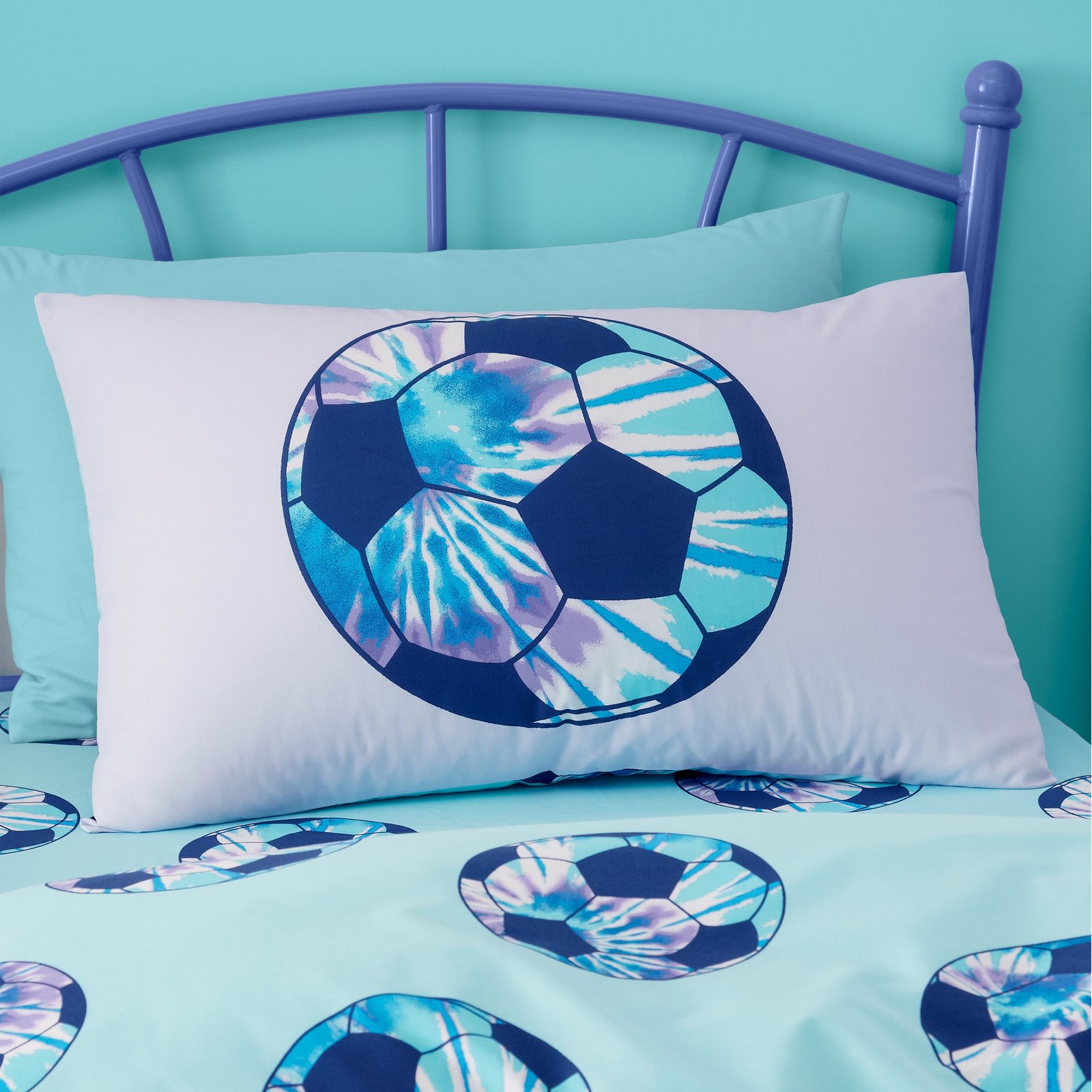 Catherine Lansfield Tie Dye Football Duvet Cover Bedding Set Lilac - Image 3