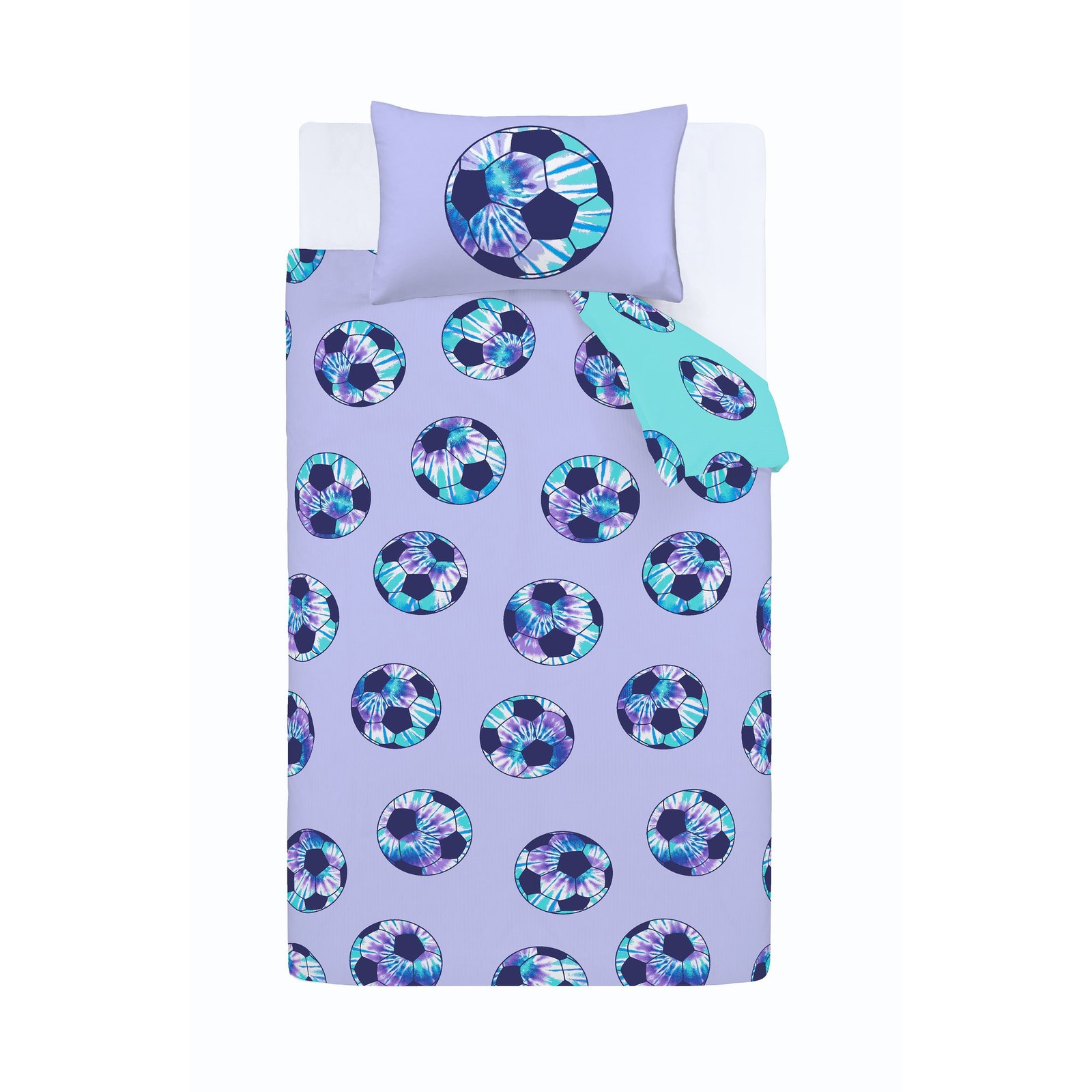 Catherine Lansfield Tie Dye Football Duvet Cover Bedding Set Lilac - Image 5