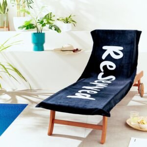 Catherine Lansfield Reserved 78cm x 200cm Sun Lounger Towel Black