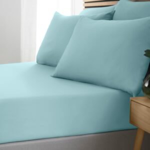 Catherine Lansfield So Soft Easy Iron Bed Linen Fitted Sheet Duckegg Blue