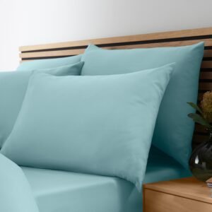 Catherine Lansfield So Soft Easy Iron Four Pack of Housewife Pillowcases Duckegg Blue