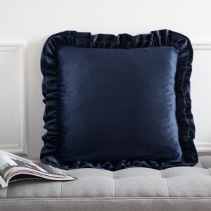 Catherine Lansfield So Soft Velvet Touch Double Frill Filled Cushion 43cm x 43cm Navy