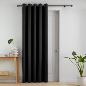 Catherine Lansfield Wilson Velvet Thermal Ready Made Eyelet Door Curtain Black