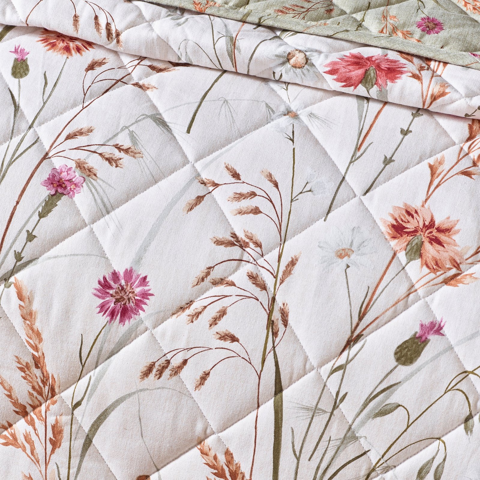 Catherine Lansfield Brushed Grasmere Floral 200cmx220cm Bedspread Green - Image 4
