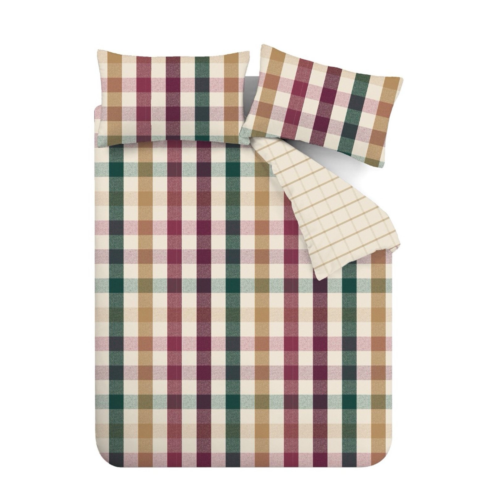 Catherine Lansfield Autumn Check Duvet Cover Bedding Set Plum - Image 5