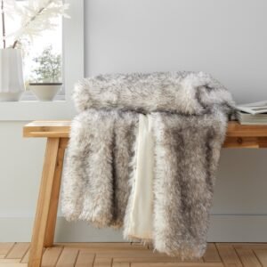 Catherine Lansfield Arctic Fox 130cm x 170cm Faux Fur Throw Grey