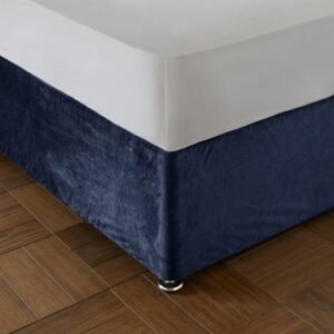 Catherine Lansfield Kingsley Matt Velvet Divan Base Wrap Duvet Cover Bedding Set Navy