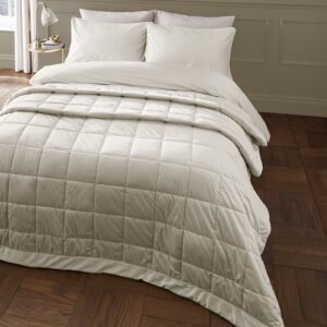 Catherine Lansfield Kingsley Matt Velvet 220cm x 220cm Quilted Bedspread Cream