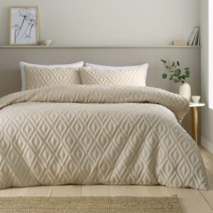 Catherine Lansfield Jacob Geo Duvet Cover Bedding Set Natural