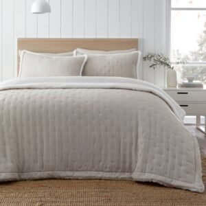 Catherine Lansfield Cosi Nori Sherpa Bedspread 220cm x 230cm Cream