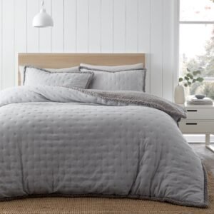 Catherine Lansfield Cosi Nori Sherpa Bedspread 220cm x 230cm Silver