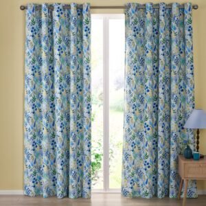 Catherine Lansfield Tilly Floral Reversible Ready Made Eyelet Curtains 66'' x 90'' Blue
