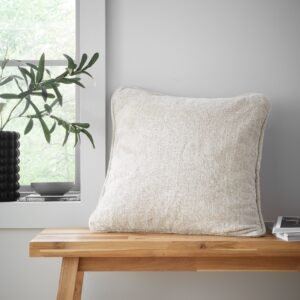 Catherine Lansfield Wilson Plain Chenille Filled Cushion 45cm x 45cm Natural