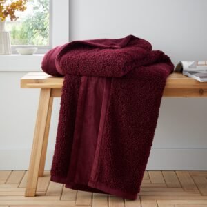 Catherine Lansfield So Soft Velvet Boucle 130cm x 170cm Throw Damson