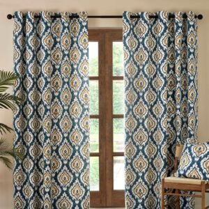 Pineapple Elephant Suri Ready Made Eyelet Curtains Teal Green