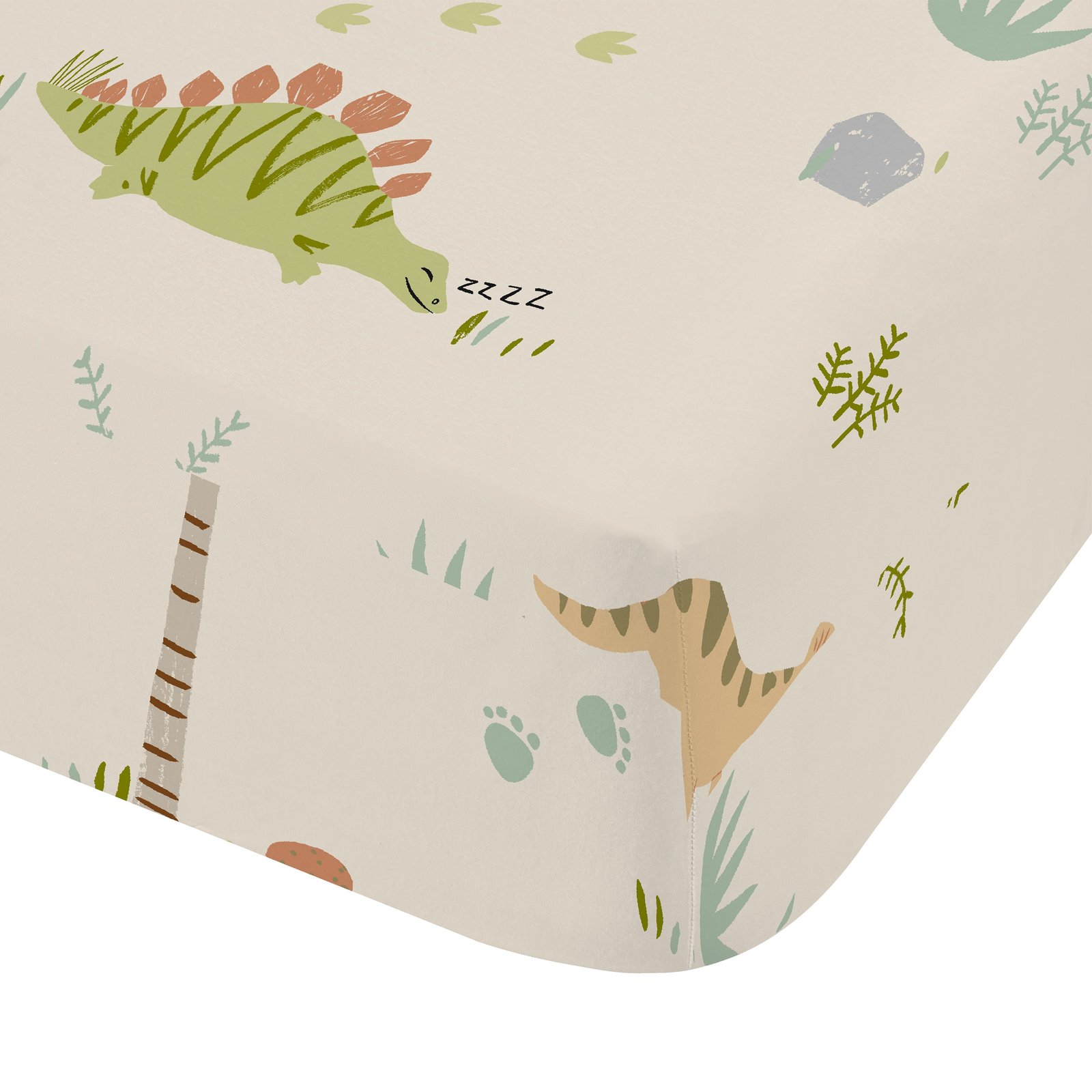 Catherine Lansfield Sleepy Dino Bed Linen Fitted Sheet Green - Image 3