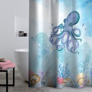 Catherine Lansfield Octopus Shower Curtain Blue