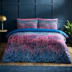 Catherine Lansfield Satin Animal Print Duvet Cover Bedding Set Teal