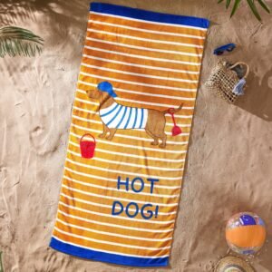 Catherine Lansfield Hot Dog Absorbent Beach Towel Orange