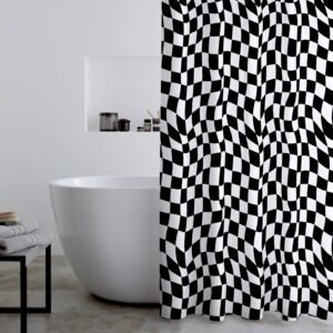 Catherine Lansfield Checkerboard Shower Curtain Black White