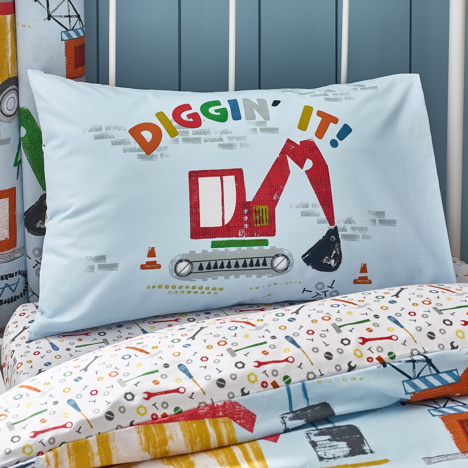 Catherine Lansfield Digger Dreams Childrens Bedding Blue - Image 3