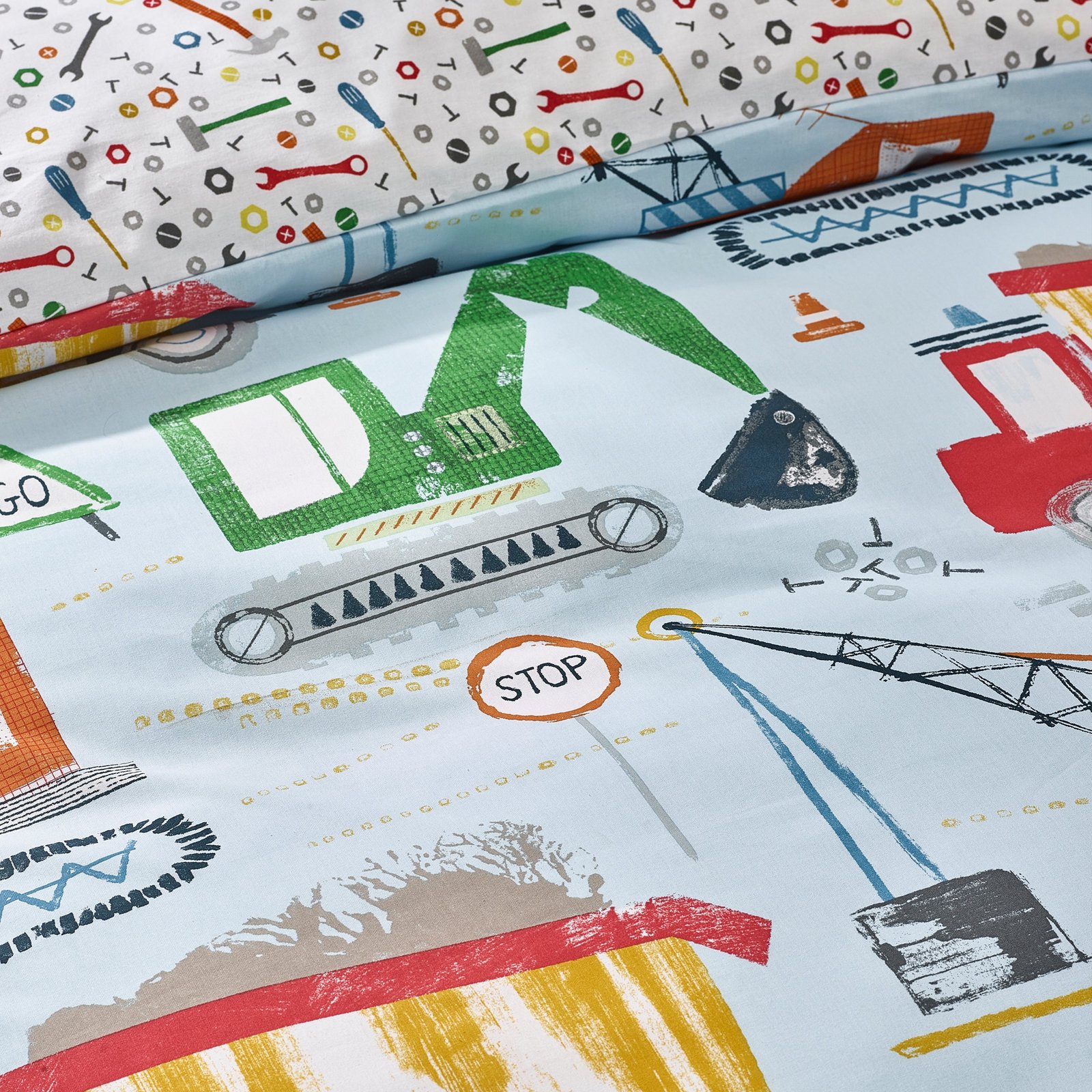 Catherine Lansfield Digger Dreams Childrens Bedding Blue - Image 4